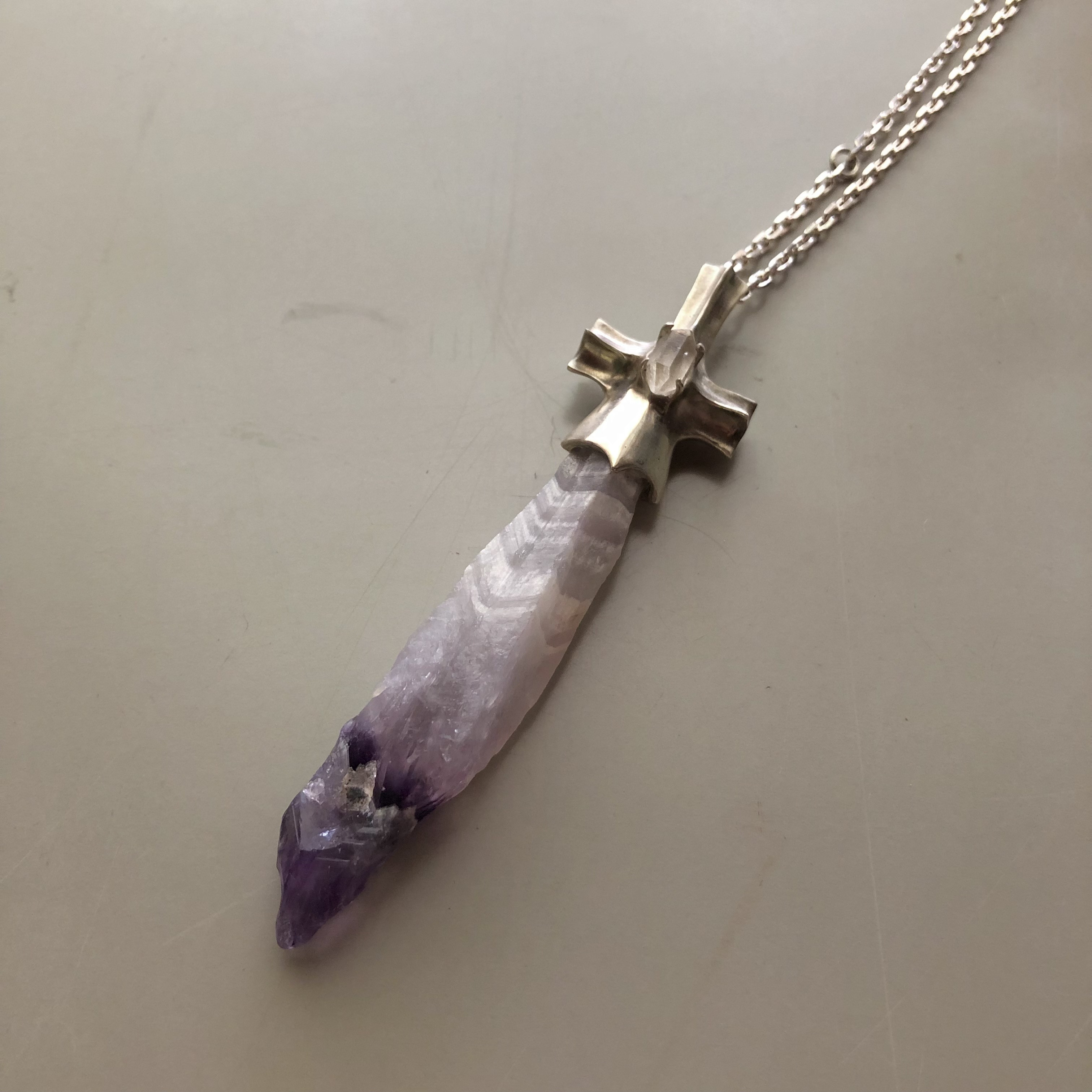 シェブロンアメジスト&ハーキマー　シルバークロス