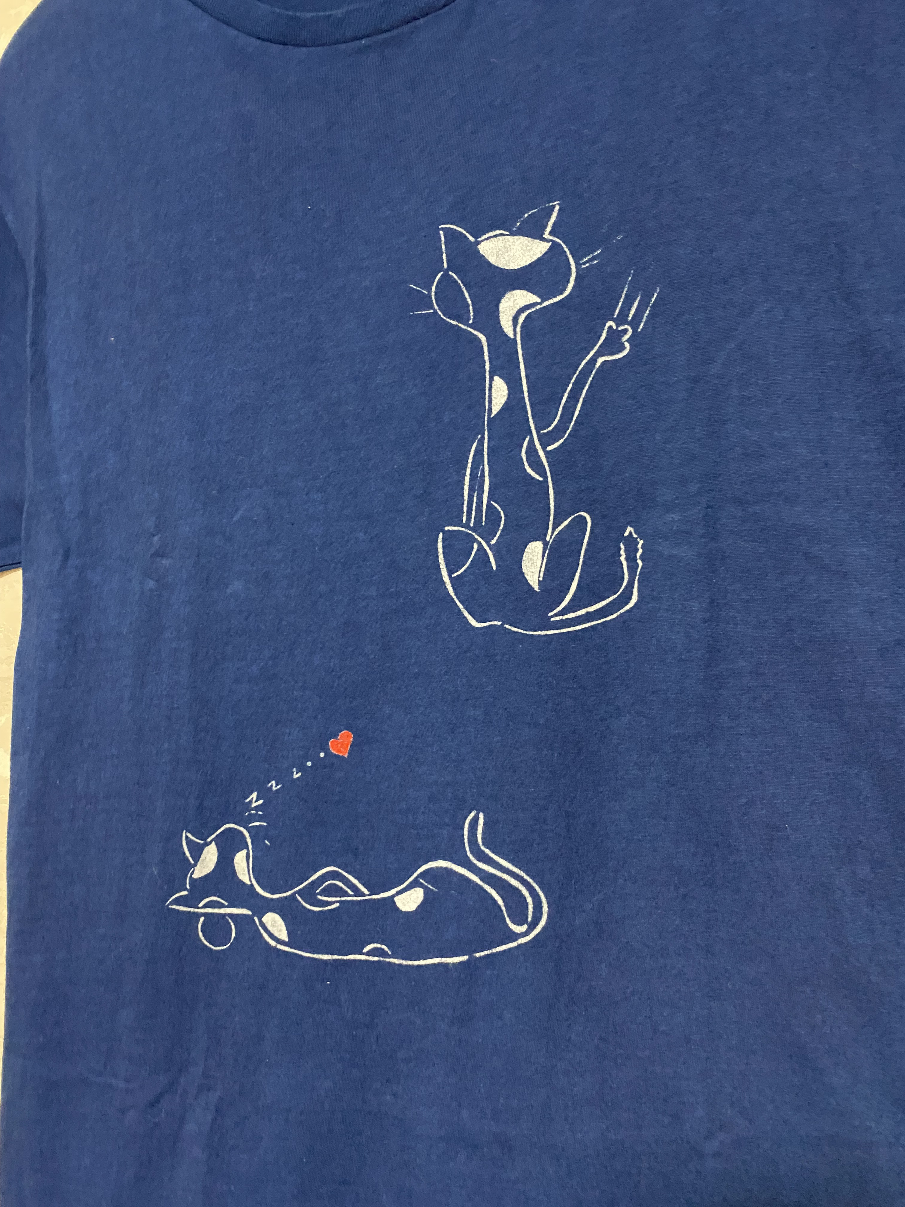 藍染めTシャツ(ネコ3) 、6