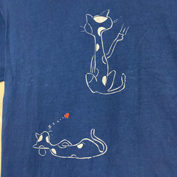 藍染めTシャツ(ネコ3)   ⑩ 2枚目の画像