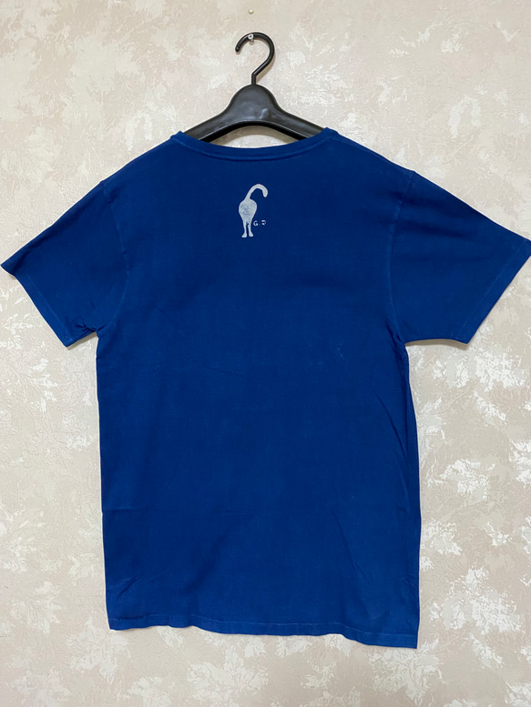 藍染めTシャツ(ネコ3)   ⑩ 3枚目の画像