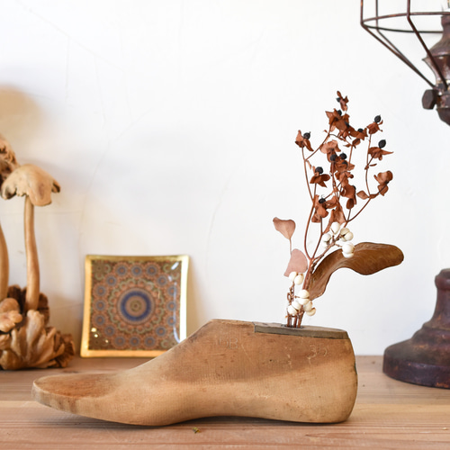 BOTANICAL アンティーク靴木型オブジェ-ドライフラワーセット