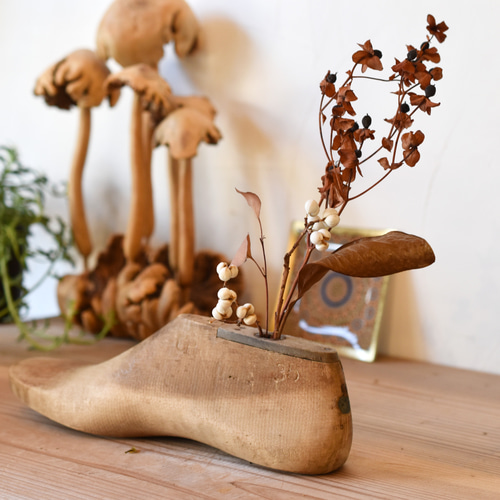 BOTANICAL アンティーク靴木型オブジェ-ドライフラワーセット ドライ