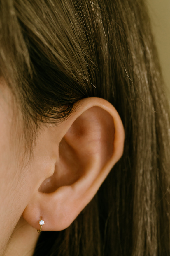 14K金 Cz 耳 鼻 軟骨 ニップル ヘリックス トラガス メンズ レディース フープ ピアス リング イヤリン 9枚目の画像