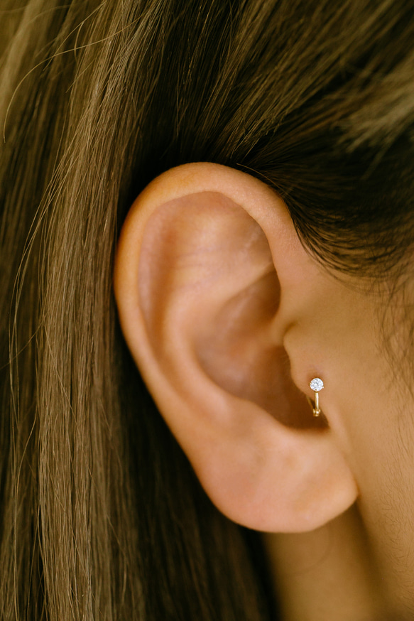 14K金 Cz 耳 鼻 軟骨 ニップル ヘリックス トラガス メンズ レディース フープ ピアス リング イヤリン 11枚目の画像