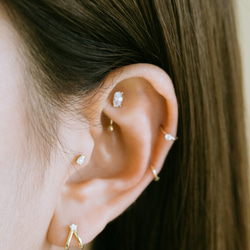 14K金 Cz 耳 鼻 軟骨 ニップル ヘリックス トラガス メンズ レディース フープ ピアス リング イヤリン 5枚目の画像