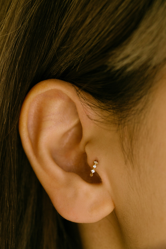 14K金 Cz 耳 鼻 軟骨 ニップル ヘリックス トラガス メンズ レディース フープ ピアス リング イヤリン 4枚目の画像