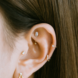 14K金 Cz 耳 鼻 軟骨 ニップル ヘリックス トラガス メンズ レディース フープ ピアス リング イヤリン 2枚目の画像