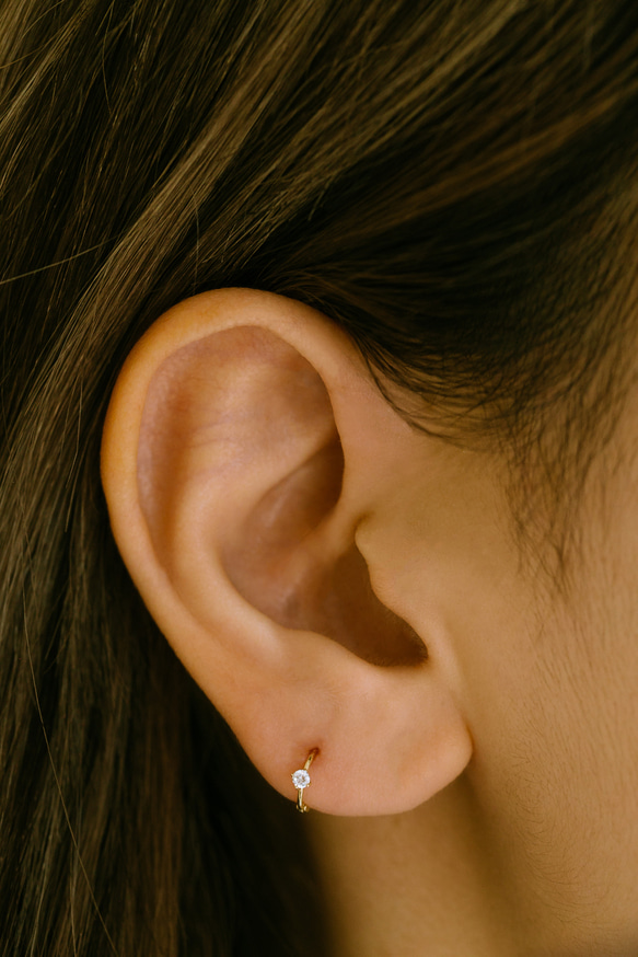 14K金 Cz 耳 鼻 軟骨 ニップル ヘリックス トラガス メンズ レディース フープ ピアス リング イヤリン 10枚目の画像