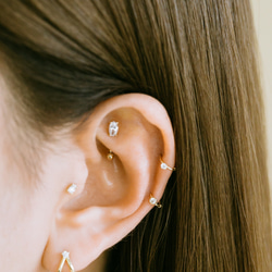 14K金 Cz 耳 鼻 軟骨 ニップル ヘリックス トラガス メンズ レディース フープ ピアス リング イヤリン 7枚目の画像