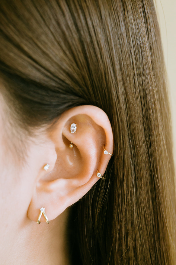 14K金 Cz 耳 鼻 軟骨 ニップル ヘリックス トラガス メンズ レディース フープ ピアス リング イヤリン 7枚目の画像