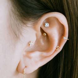 14K金 Cz 耳 鼻 軟骨 ニップル ヘリックス トラガス メンズ レディース フープ ピアス リング イヤリン 8枚目の画像