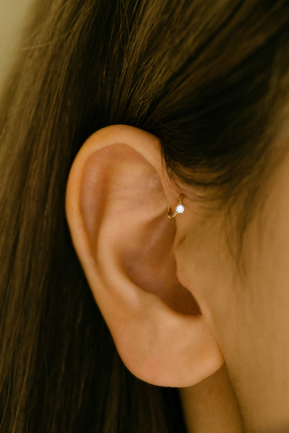 14K金 Cz 耳 鼻 軟骨 ニップル ヘリックス トラガス メンズ レディース フープ ピアス リング イヤリン 12枚目の画像