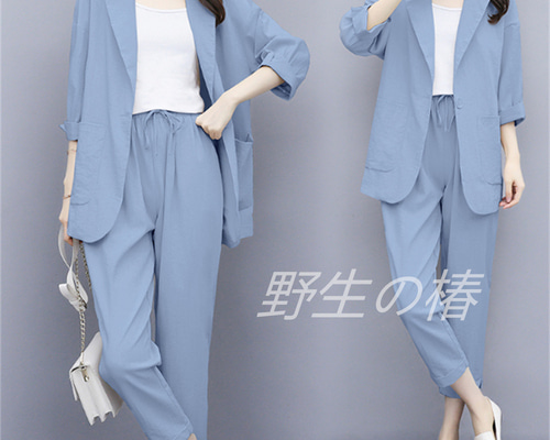 作家作品　ハンドメイド　ジャケットコート＋パンツ　スーツ　2点セット　リネン d44672b3f02b86d9af517d1875fef1