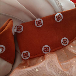 オーダーメイド スカート  トレーン  オーバースカート 音楽会 くるみボタン  テラコッタ色  リボン 6枚目の画像