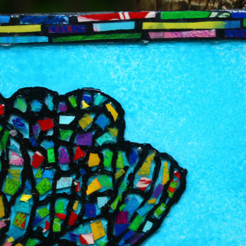 モザイクアート＜彩シリーズ～蝶NO1＞ スタンド付き。送料無料