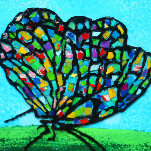 蝶々のモザイク ゼフィリティスモルフォ 蝶の翅 ラペルピン シルバー925 (ゴールド