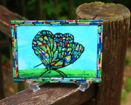 立体的な象と蝶のアート作品　120×120 9e36ee47b866fa50057269bd6f92f4