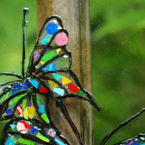 吊るして飾るモザイクアート＜彩シリーズ～蝶々NO1．送料無料