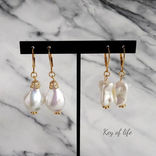 Key of Life▶︎外れにくいフレンチフック【しずくバロックパール