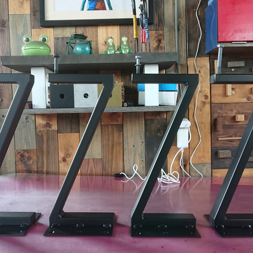 マットブラックでアイアンな極細鉄脚♪ 40×150×350mm Z型 4脚ver. ロー  