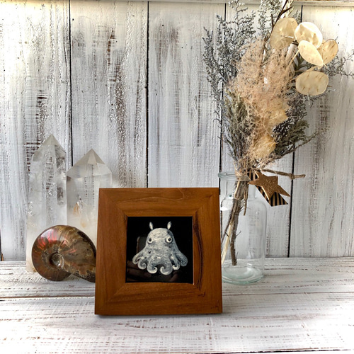 メンダコ」ミニサイズ額付きアート作品 アクリル画原画 古代、深海生物