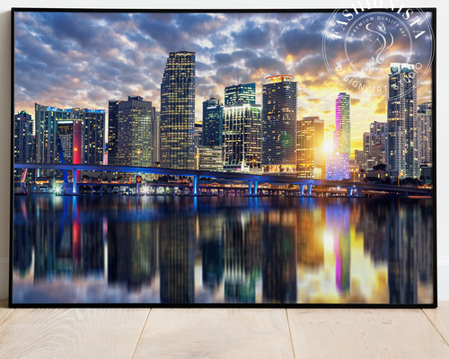 都市の夜景 抽象アート写真A3サイズ