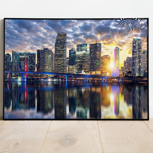 都市の夜景 抽象アート写真　A3サイズ 都市の夜景 抽象アート写真 A3サイズ YOKOHAMA 大きなキャンバス 抽象