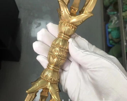 チベット仏教法器 人形杵 五鈷杵 金剛杵 密教法具 真鍮製 vajra 23cm