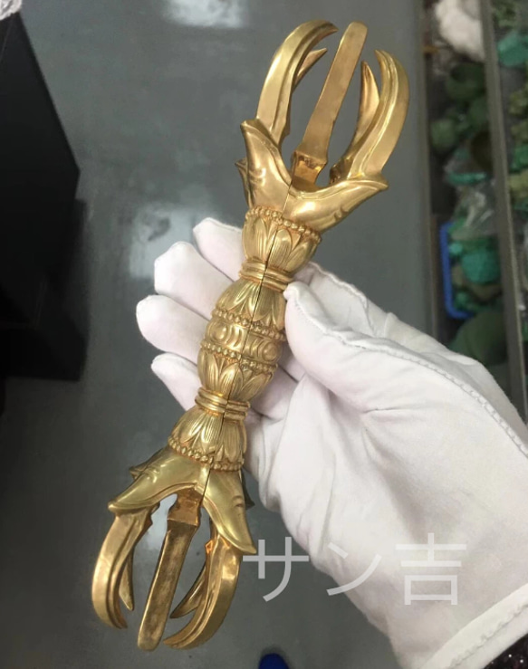 チベット仏教法器 人形杵 五鈷杵 金剛杵 密教法具 真鍮製 vajra