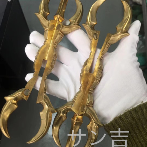 チベット密教法具　練物　金彩　五鈷杵　V　9979 チベット仏教法器 大五鈷杵 金剛杵 真鍮製 vajra 密教法具 24cm その他