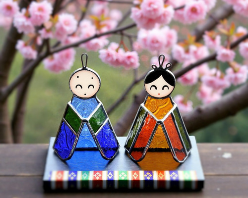 手のり 雛 おひなさま お雛様 雛祭り ひな人形 ステンドグラス 置物