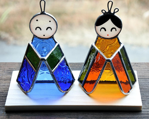 手のり 雛 おひなさま お雛様 雛祭り ひな人形 ステンドグラス 置物