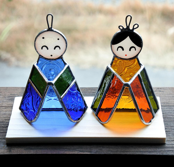 手のり 雛 おひなさま お雛様 雛祭り ひな人形 ステンドグラス 置物