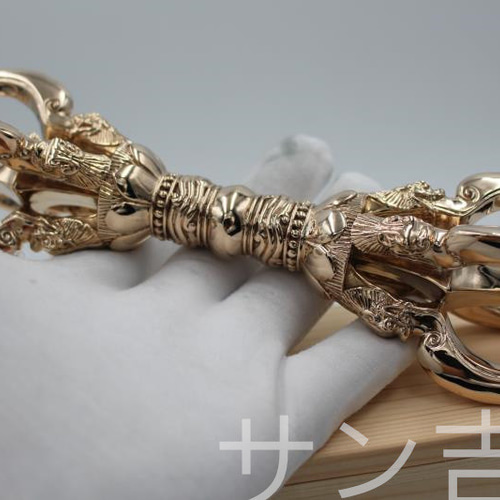 密教法器 大理五鈷杵 金剛杵 仏教法具 真鍮製 vajra 21cm その他アート 