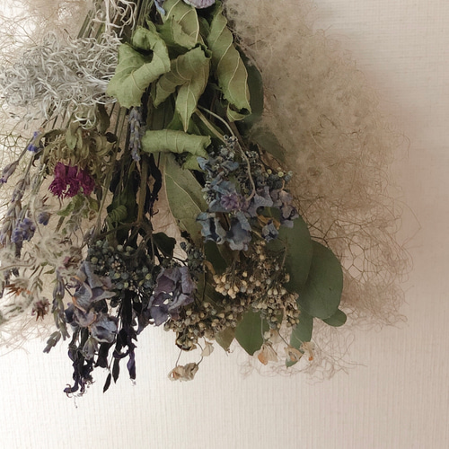 スモークツリー ブルー系 スワッグ ブーケ ドライフラワー