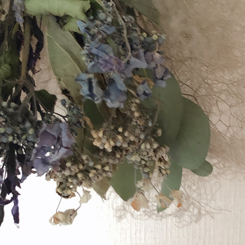 スモークツリー ブルー系 スワッグ ブーケ ドライフラワー