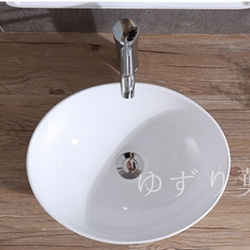 セラミック洗面器 オーバル洗面器 台鉢 手洗い鉢 蛇口・排水管 2枚目の画像