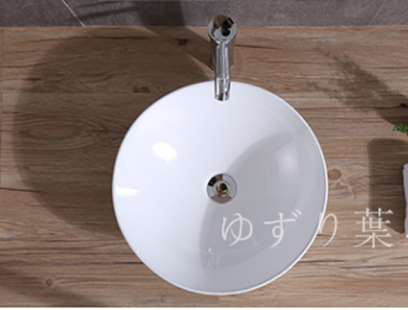 セラミック洗面器 ラウンド洗面器 台鉢 手洗い鉢 蛇口・排水管 3枚目の画像