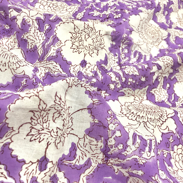 【50cm單位】紫色簡約印度手工版畫布料紡織棉 第5張的照片