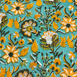 [50 公分單位] 翡翠黃花印度手工版畫布料紡織棉 第3張的照片