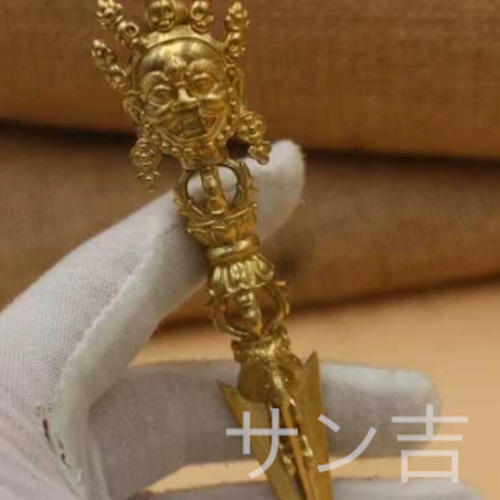チベット密教法器 馬頭金剛撅 vajra 杵 真鍮製 13.5cm その他アート 