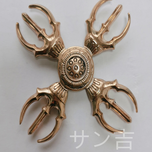 密教法具 羯魔杵 法輪 法器 真鍮製 10cm