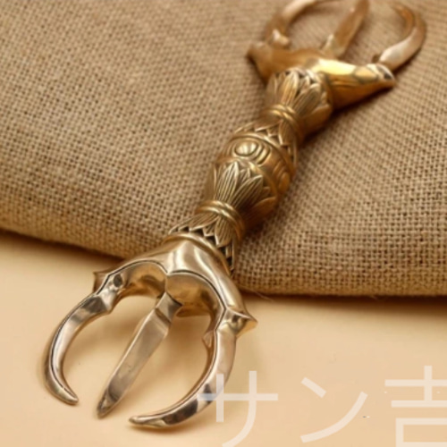 チベット仏教法器 真言宗 三鈷杵 金剛杵 密教法具 真鍮製 vajra 20cm 