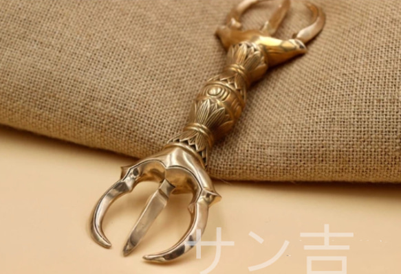 チベット仏教法器 真言宗 三鈷杵 金剛杵 密教法具 真鍮製 vajra 20cm