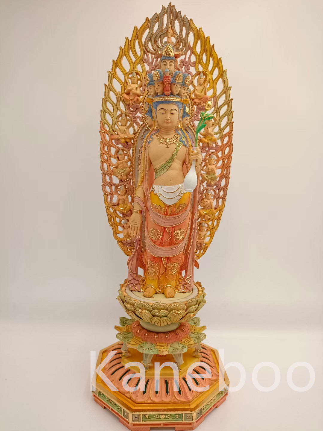 珍品 木彫仏像 十一面観音菩薩立像 彫刻 彩繪 本金 切金 天然木
