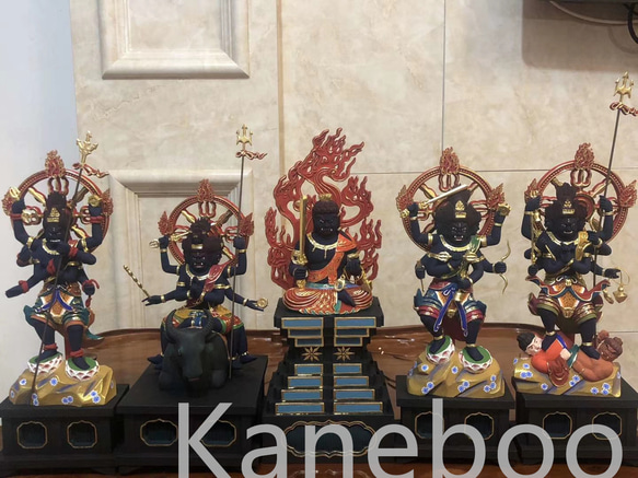 珍品 木彫り 仏像 五大明王神像 彫刻 彩繪 本金 切金 天然木檜材 珍品 木彫り 仏像 五大明王神像 彫刻 彩繪 本金 切金 天然木檜材