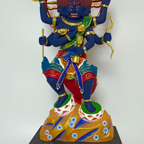 珍品 木彫り 仏像 五大明王神像 彫刻 彩繪 本金 切金 天然木檜材 最高級 木彫り 仏像 五大明王像 1セット 原木蒔絵系 彫刻 稀少