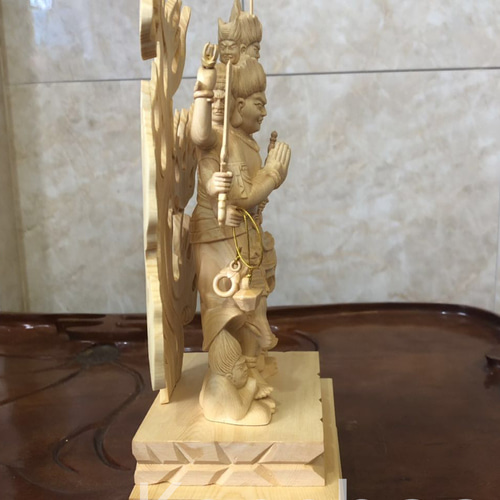 最高級 木彫仏像 大元帥明王立像 一刀彫 天然木檜材 彫刻 仏教
