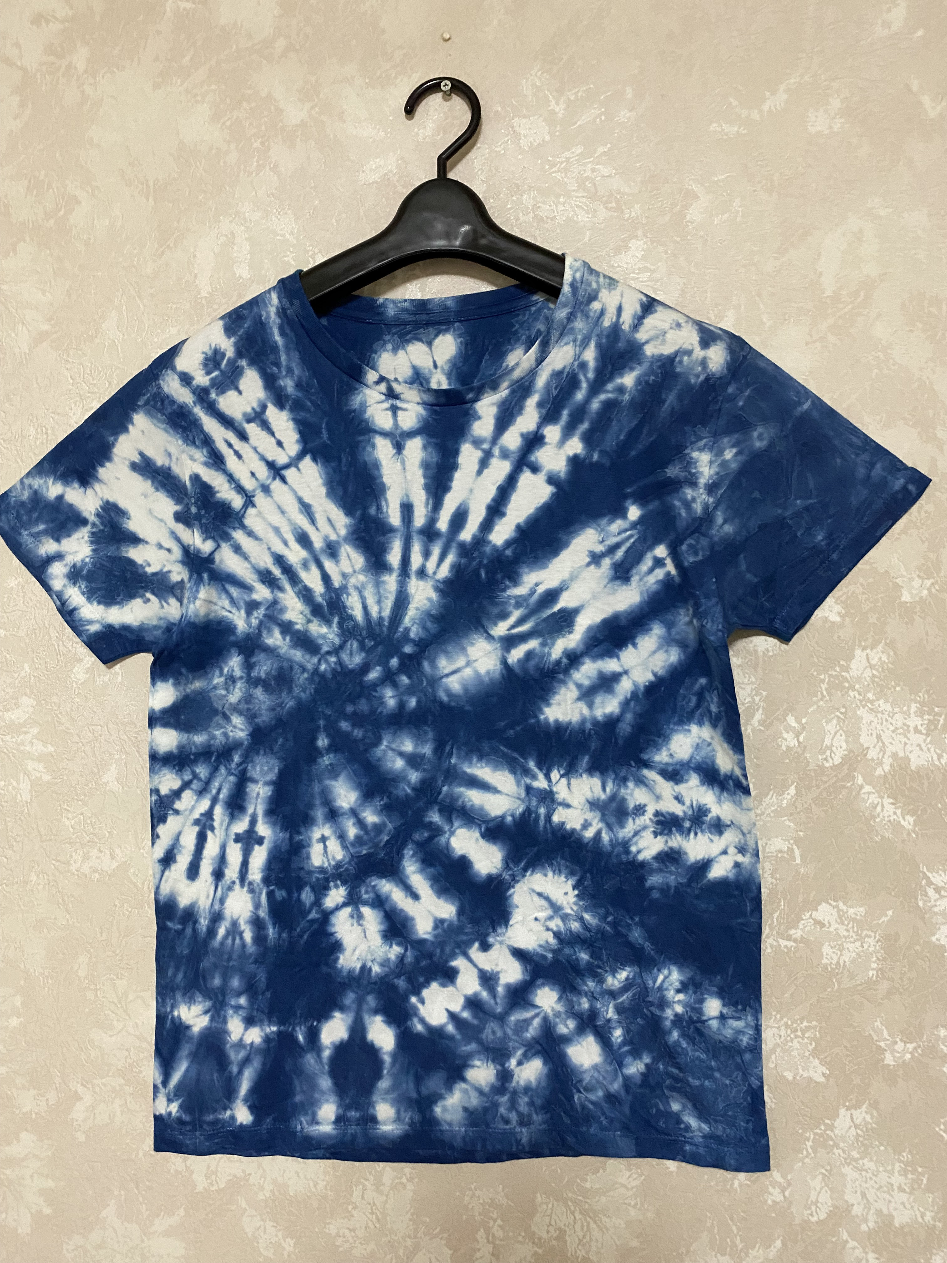 藍染めTシャツ(絞り染め)放射　　　⑦