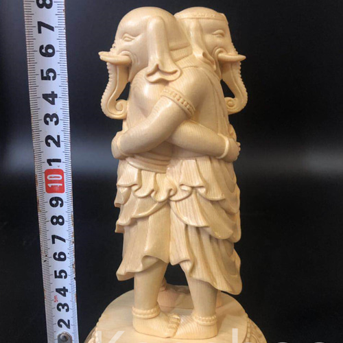 一刀彫　仏像　木製彫刻　芸術品 大迫力 木彫仏像 歓喜天双身立像 彫刻 一刀彫 天然木檜材 仏教工芸